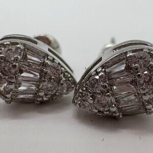 Dainty Pear-Cut Cluster Studs - Sterling Silver Baguette & Round Sparkle